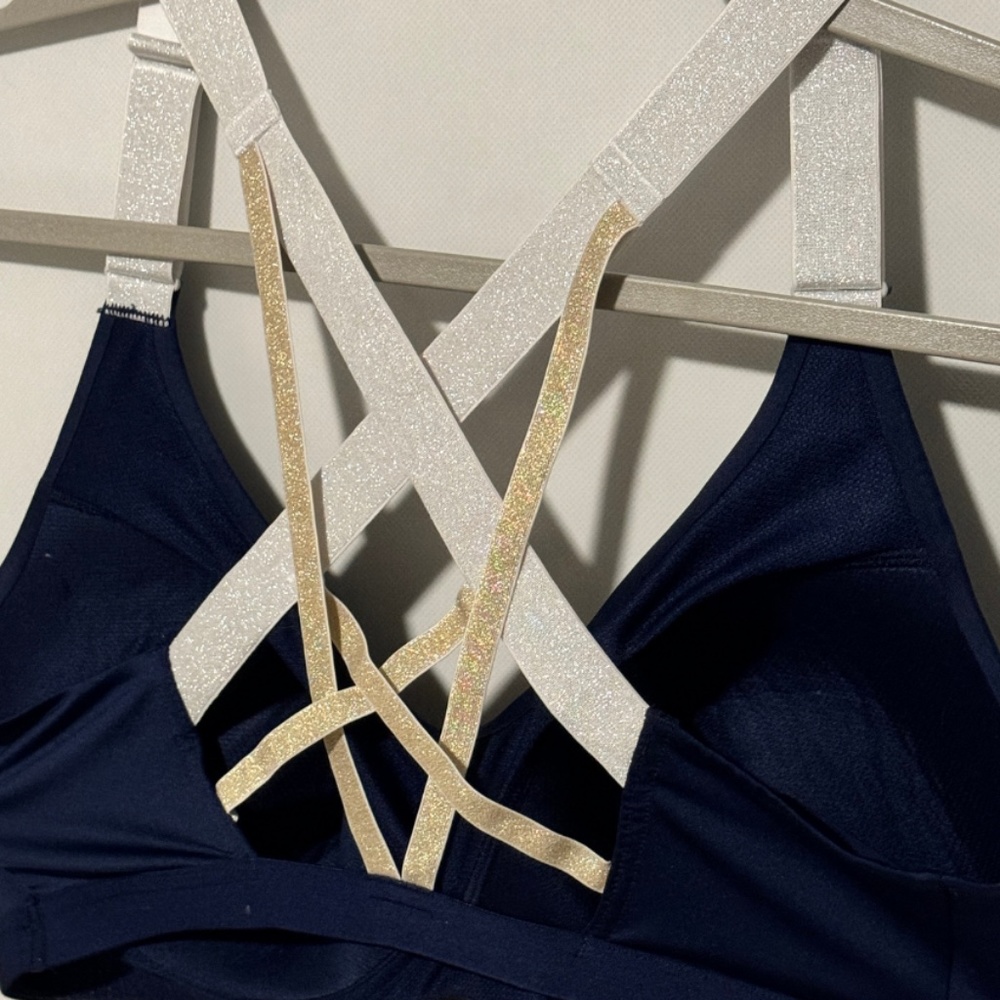 Victoria's Secret Sparkle Stars Sports Bra Navy Blue Size 36DD - Picture 4 of 6